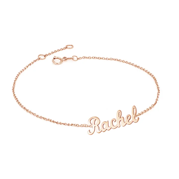 Solid Gold Script Name Bracelet