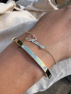Solid Gold Script Name Bracelet