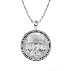 Solid Gold Skull Disk Pendant