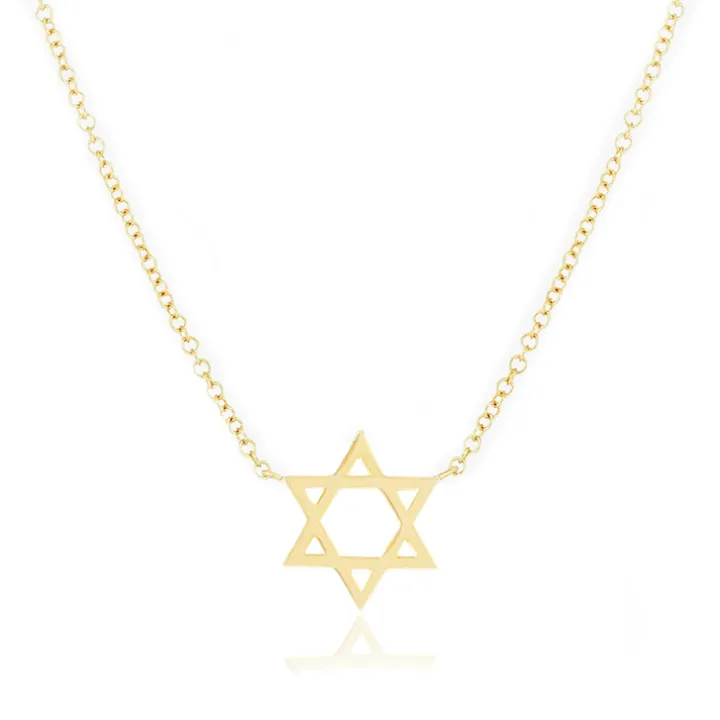 Solid Gold Star of David Necklace