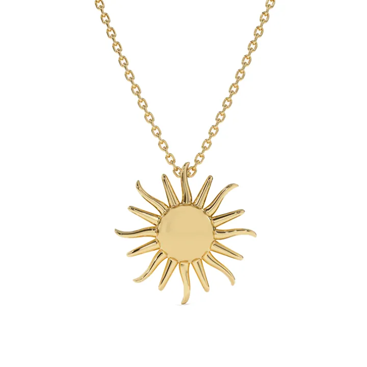 Solid Gold Sun Necklace
