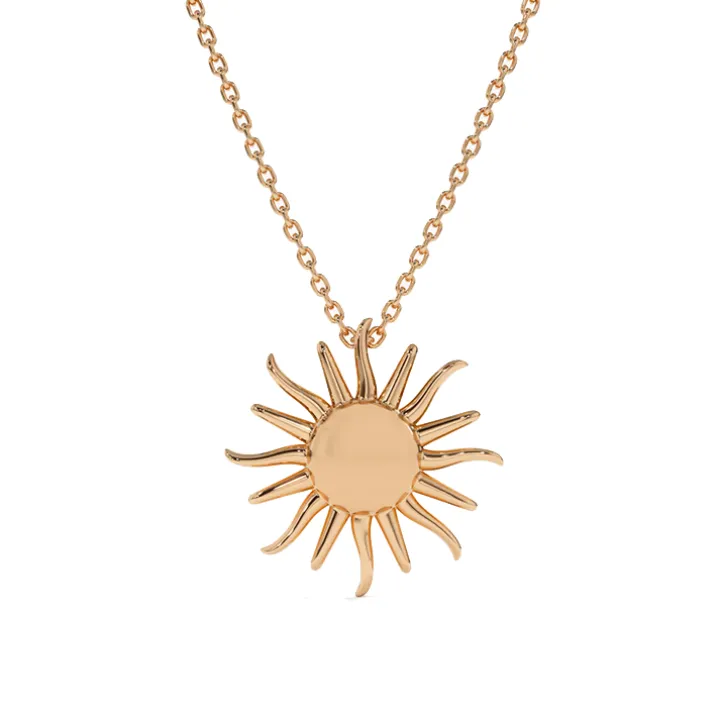 Solid Gold Sun Necklace