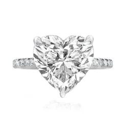 Solitaire Heart Engagement Ring with Diamond Band