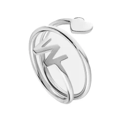 Spiral Initial Ring with Solid Gold Heart