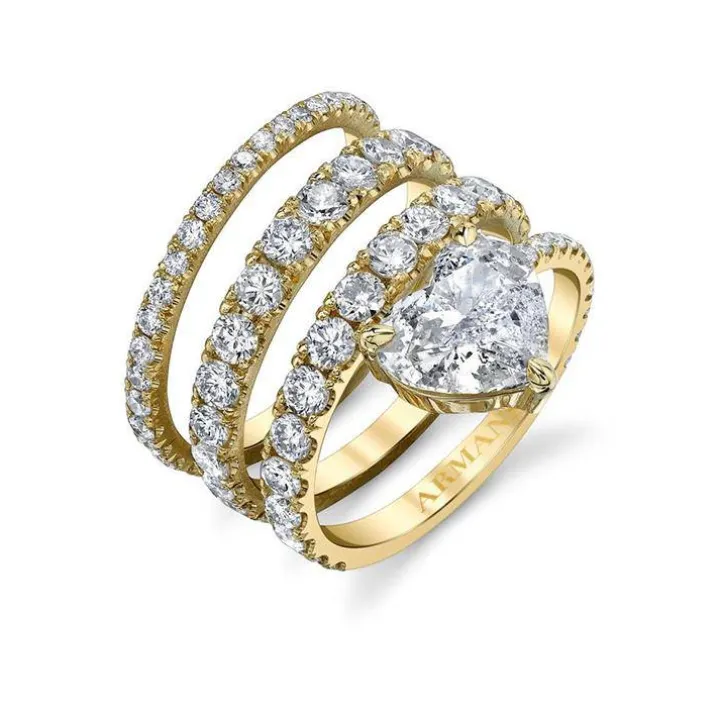 Stacked Spiral Heart Diamond Ring