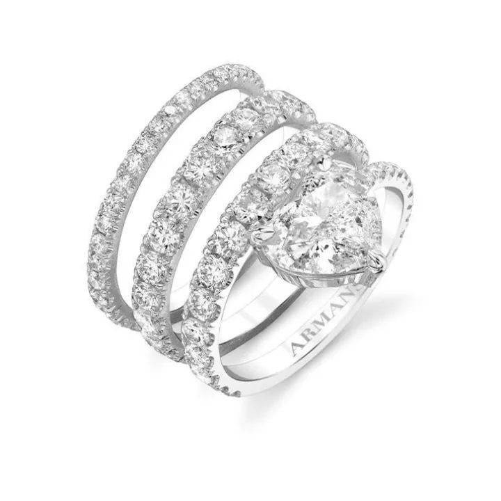 Stacked Spiral Heart Diamond Ring