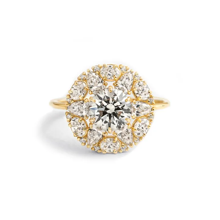 Starburst Diamond Halo Engagement Ring