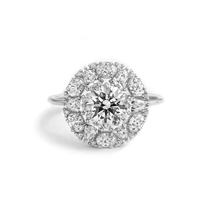 Starburst Diamond Halo Engagement Ring