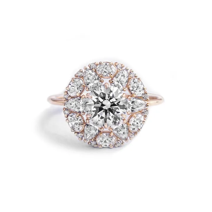 Starburst Diamond Halo Engagement Ring