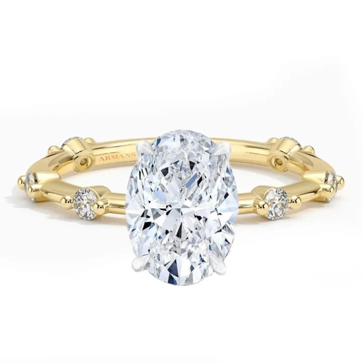 Stepping Stones Oval Lab Grown Engagement Ring