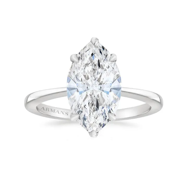 Tapered Marquise Lab Grown Engagement Ring