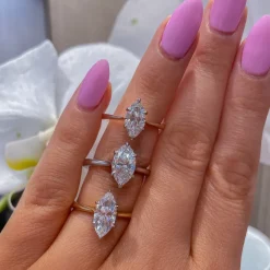 Tapered Marquise Lab Grown Engagement Ring