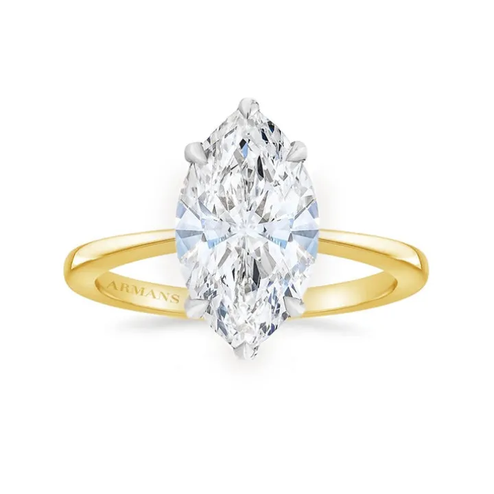 Tapered Marquise Lab Grown Engagement Ring