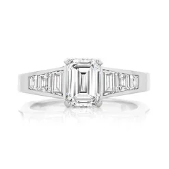 Tapering Emerald Engagement Ring