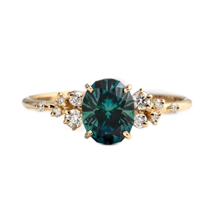 Teal Sapphire Aurora Engagement Ring