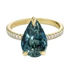 Teal Sapphire Pear with Diamond Band