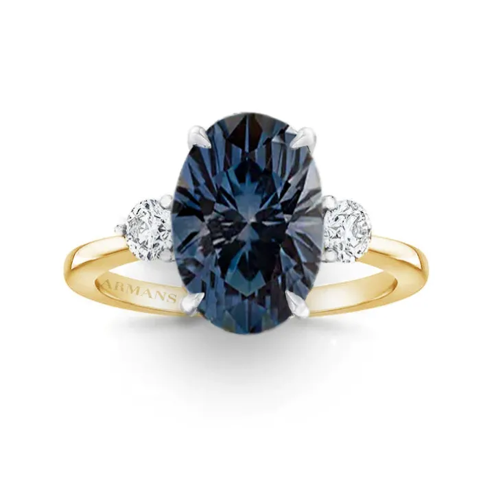 Teal Sapphire Whitney Three Stone Engagement Ring