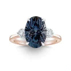 Teal Sapphire Whitney Three Stone Engagement Ring
