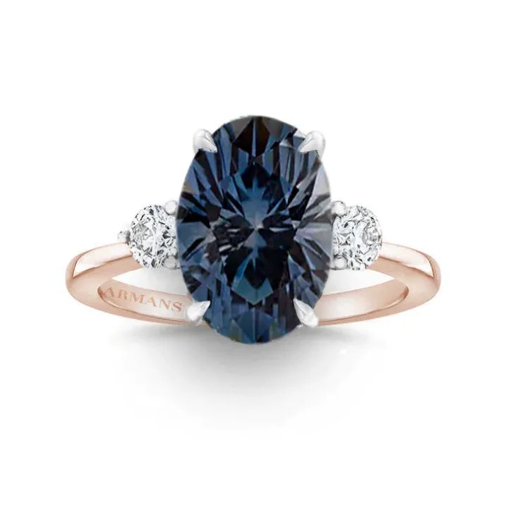 Teal Sapphire Whitney Three Stone Engagement Ring