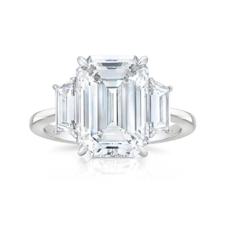 Three Stone Emerald Engagement Ring