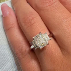 Three Stone Emerald Engagement Ring