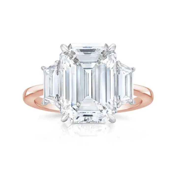 Three Stone Emerald Engagement Ring