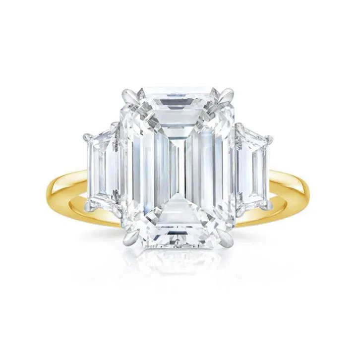 Three Stone Emerald Engagement Ring