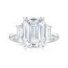 Three Stone Emerald Lab Grown Engagement Ring
