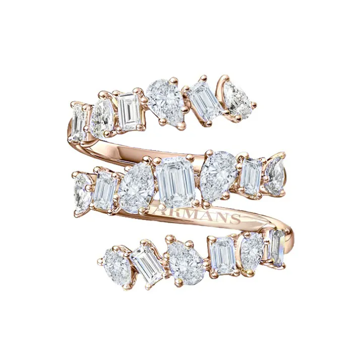 Tiered Mixed Diamond Wrap Ring