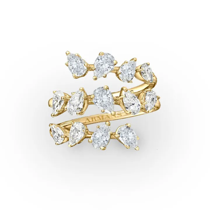 Tiered Pear Diamond Wrap Ring