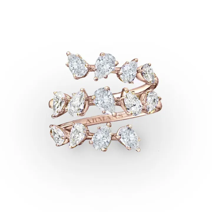 Tiered Pear Diamond Wrap Ring