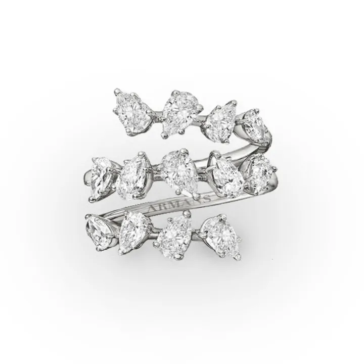 Tiered Pear Diamond Wrap Ring