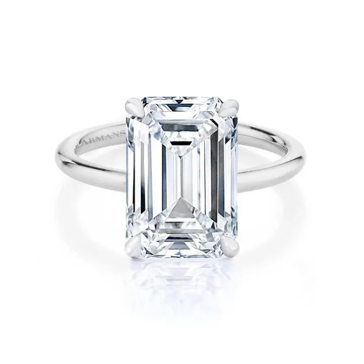 Tiffany Emerald Lab Grown Engagement Ring