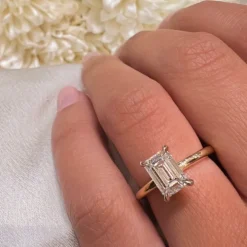 Tiffany Emerald Lab Grown Engagement Ring