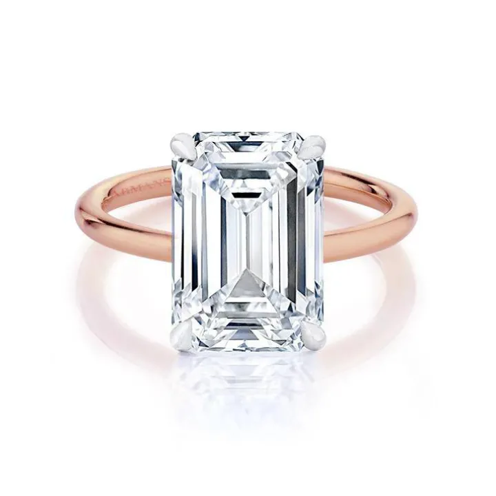 Tiffany Emerald Lab Grown Engagement Ring