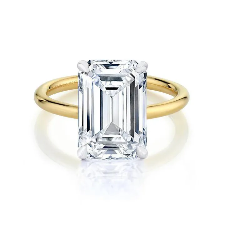 Tiffany Emerald Lab Grown Engagement Ring