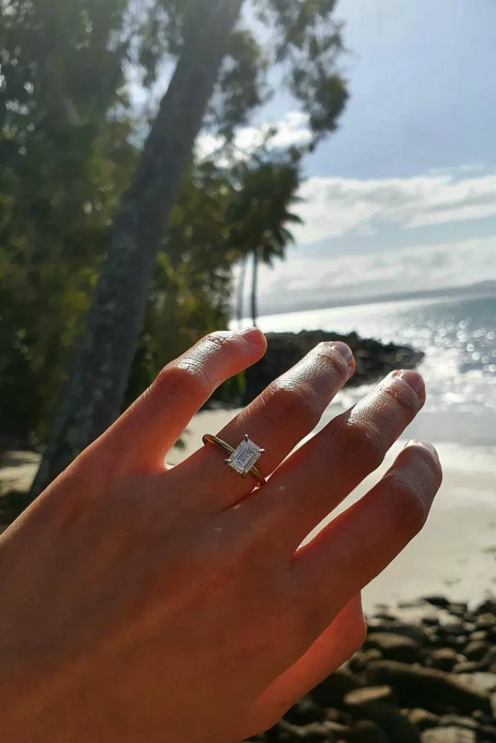 Tiffany Emerald Lab Grown Engagement Ring