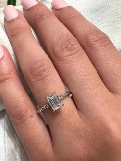 Tiffany Emerald Lab Grown Engagement Ring