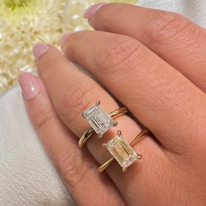 Tiffany Emerald Lab Grown Engagement Ring