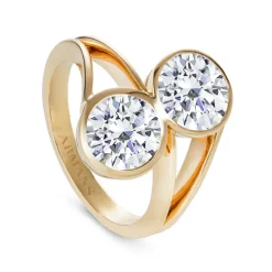 Two Stone Round Diamond Bezel Set Ring