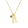 Vertical Name Necklace with Round Gemstone