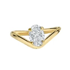 V-Shaped Oval Diamond Engagement Ring