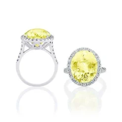 Yellow Beryl Halo Ring