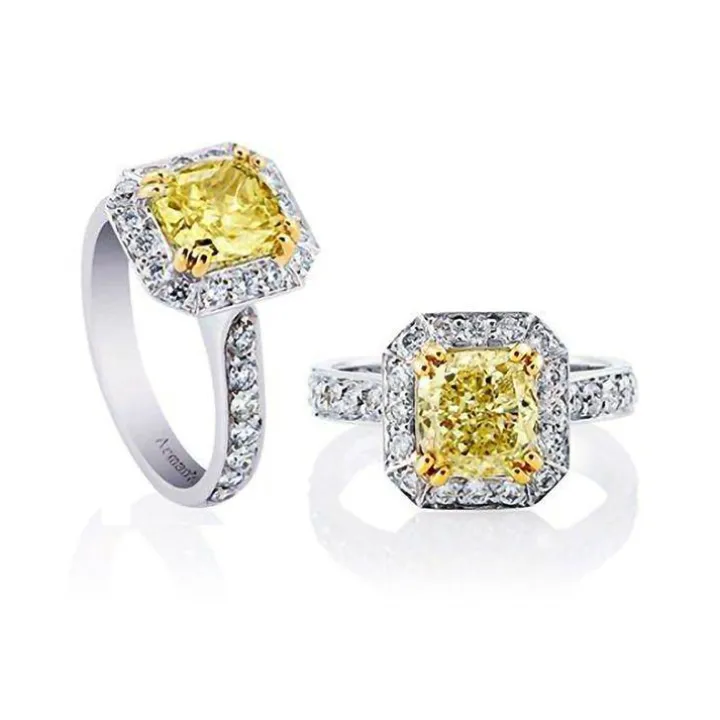 Yellow Halo Engagement Ring