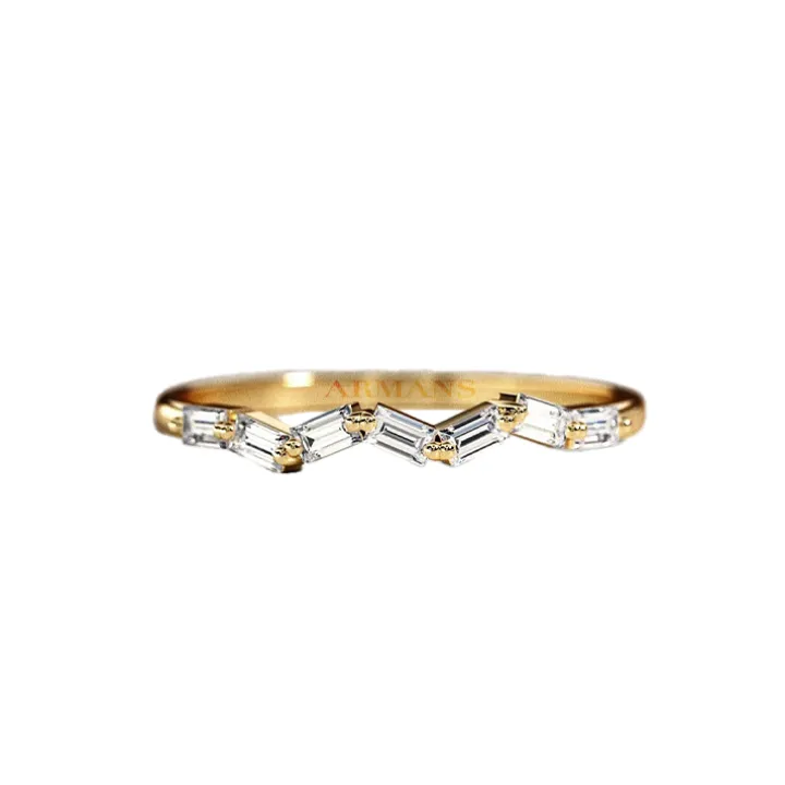 Zig Zag Baguette Wedding Band